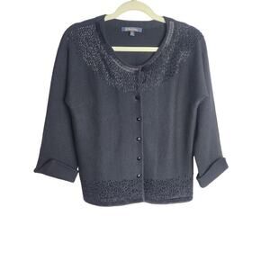 Brooks Brothers Womens Fine Italian Merino Wool Beaded Cardigan Sz M night out